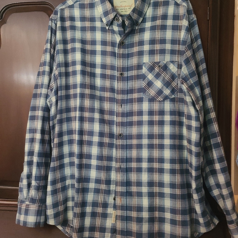 Weatherproof Brand Mwns Plaid Woven Shirt